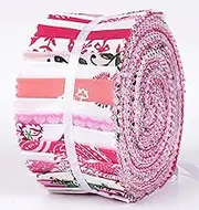 Soimoi 40Pcs Block Print Cotton Precut Fabrics for Quilting Craft Strips 2.5x42inches Jelly Roll - Rose Pink