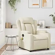 Massage Recliner Chair Cream Faux Leather, Reclining Sofa for Living Room, Modern Adjustable Lounge Seat, Padded Single Chairs for Elderly and Small Spaces