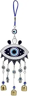 Evil Eye Wind Chimes and Wall Hanging Decoration - Big Devil Blue Eye Wind Bells Handcraft Hanging Decoration - Car Charm