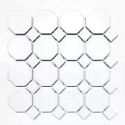 Octagon 2" Retro Porcelain White Matte Floor and Wall Mosaic Tile, 10 x 10