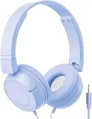 Laser Wired On-Ear Headphones Comfortable Cushioned Earpads, Adjustable Headband, Foldable & Compact Design, Blue, Wide Compatible with All 3.5mm Devices - Ideal for Home, Travel and Gaming Headset