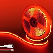 Clearhill 12V COB LED Strip Lights 16.4FT/5M(No Power Supply),Red,320LEDs/M,with 5521DC Female and red+Black Wire Connectors,8mm Width,IP20,for DIY Home Indoor Decoration