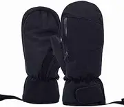 [Pongnas] Waterproof Ski Gloves, Men Snowboard Mittens with 360-degree Plush Warmth, Sensitive Touch Screen for Winter Snowmobile Snowboard, with Waterproof Zipper Bag, Waistband Design