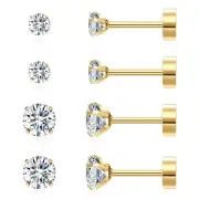 2 Pairs Flat Back Earrings for Women Multipack | 18K Gold Earrings | Helix Earri