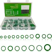 TOBENBONE 270 PCS O Ring Assortment Kit, Car AC O Ring Seal Gasket Washer Kit, Air Conditioning Compressor Rubber Sealing O-Rings Gasket Set for Car Repair, Plumbing, Air or Gas Connections (Green)