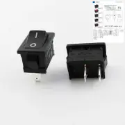 Black RLEIL Rocker Switch On/Off 2 Pin 2 Position DPST 10A/6A 125V/250V AC RL3