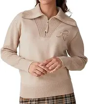 [JUN & ROPE] Jun & Lope ERM64250 Women's Knit Pullover, Half Zip, Long Sleeve