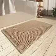 Non-Slip Bath Mat for Bathroom Floor – Absorbent, Quick Dry and Upgraded Bath Rug – Machine Washable Soft Bathroom Mat with Tassels – Non Slip Bathroom Rugs for Shower and Tub, 43x61cm, Brown