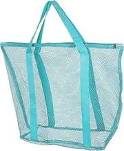 [TOVINANNA] Transparent Mesh Beach Bag Large Capacity Tote for Women Men Multi Functional Heavy Duty Shopping Bag with Single Shoulder Strap for Travel Vacation