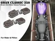 Royal Enfield Classic Reborn 350 RIDER & PILLION DELUXE FOOTPEGS SILVER & BROWN (for: Royal Enfield)