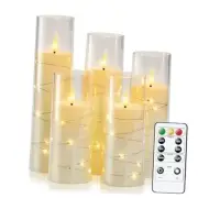 Flameless LED Candles with Embedded Star String, 5 Pcs Battery Operated