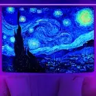 Lyacmy Blacklight Starry Night Tapestry Vincent Van Gogh Tapestry UV Reactive Oi