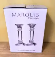 WATERFORD MARQUIS CRYSTAL TREVISO 8 IN CANDLESTICK HOLDERS - NEW IN BOX