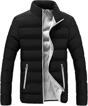 Men Winter Jackets Full Zip Stand Collar Puffer Jacket Coat Lightweight Warm Puffy Quilted Jackets with Pockets