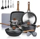 Nonstick Healthy Cookware Sets - 16 Pieces Pots and Pans with Utensils and Steam