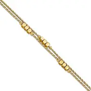 [JewelryWeb] 14k Gold Polished Sparkle Cut Beaded Double Strand Bracelet 19 Centimeters 3.2mm Wide-Strand-Bracelet for Women
