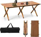 KAIHAOWIN Aluminum Folding Camping Table, Portable Foldable Picnic Table, Out...