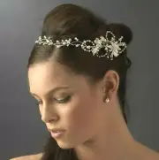 Silver or Gold Floral Rose Vine Bridal Wedding Circlet Wreath Headband Hair Comb