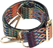 [FOMIYES] 1Pc Wide Ethnic Style Shoulder Strap for Bags Striped Print Replacement Strap with Easy Install Buckles for Handbags and Messenger Bags