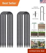 Durable 18 Inch U Shaped Rebar Stakes - Multipurpose Outdoor Anchors, 8 Pack