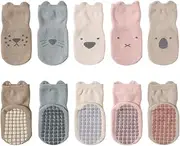 [ZOKJSW] Baby Socks Cotton, Cute Cat Toddler Socks, Non-Slip Socks for Baby, Children, Non-Slip Socks for Babies, Toddlers and Kids (1-3 Years Old), 5 Pairs