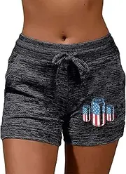 [Generic] Plus Size Shorts for Women 3X Fashion Women Quick Drying Casual Sports Shorts Independence Day Butterfly Print Print Elastic Short Yoga Pants Womens Pajamas Set Shorts and Long Sleeve