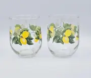 Set of 2 Royal Norfolk 16oz Lemons Yellow Summer Stemless Wine Drinking Glass