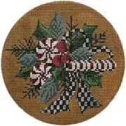 Needlepoint Handpainted Kelly Clark Peppermint Christmas 4.5"