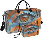 [ZRYSMY] Duffel Bag for Traveling, Eye Blue Abstract Board Travel Bag Gym Bag, with Multiple Interior Pockets Shoulder Weekender Bag for Women Men with Toiletry Bag 20.5L x 1.9W x 13.8H, Multi-Colored