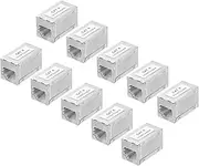 uxcell 10 Pack Cat 6 Ethernet Coupler, RJ45 Cat6 Shielded Coupler Jacks Female to Female Ethernet Adapter, Silver, 16x18x30mm