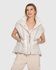 [Belle & Bloom] Hypnotized Quilted Puffer Vest - Cream