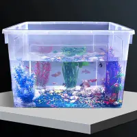 在飛比找蝦皮購物優惠-魚缸塑料水箱周轉箱養烏龜養魚龍蝦螃蟹養殖箱子桶造景透明烏龜缸