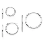 14k 14kt White Gold Madi K 3-Pair Set - Endless Hoop Earrings
