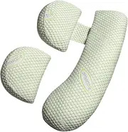 Pregnancy Pillows, Pregnancy Belly Side Sleeping Pillow, Maternity Waist Pillow, Comfortable Support Back HIPS Legs, Detachable Body Pillow for Pregnant Women with Auxiliary Pillow (Green)