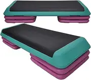 Aerobic Step - 110cm*40cm Cardio Exercise Stepper - 4 x Riser Block + 1 Green Stepper - Home Gyms and Fitness Training
