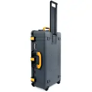 Charcoal & Yellow Pelican 1615 Air case No Foam. With wheels.