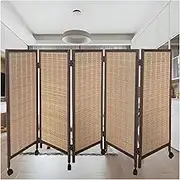 Short Room Divider,3/4/5/6/7/8 Panel Portable Folding Screen,Hand Woven Easy to Move,for Kindergarten Bedroom Studio(100x40cm-5panel)