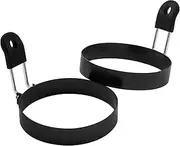 COTEY Large 3.54" Non-Stick Egg Ring Set of 2, Round Circle Cooker Shaper for Fried Eggs, English Muffins, Pancakes, Sandwiches - Stainless Steel Maker Molds