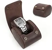[CONTACTS] Contact's Watch Roll Travel Watch Case 1 Slot Crazy Horse Leather Watch Box Organizer for Men Watch Storage Display Pouch