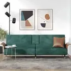 Sofa Bed Dark Green Velvet Adjustable Backrest USB Cup Holders Comfortable 51852