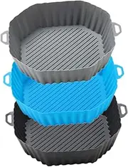 DONFAMDS 3pcs Silicone Liners for Air Fryer Microwave Oven Heat Resistant Baking Trays Non Stick Food Holder for Cooking Chips Chicken Kitchen Accessory