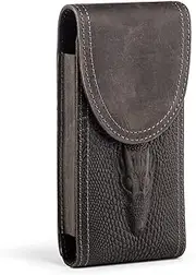 hengwin Cowhide Phone Holster Case Waist Belt Bag for iPhone 15Pro Max/15Plus, iPhone 14Plus 14ProMax 13 12 11Pro Max for Samsung Galaxy Phones (Grey, 9 x 2.4 x 18 cm)