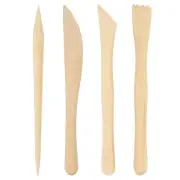 4pcs Plastic Clay Tools Double-Headed Modeling Sculpting Pottery Wood Color