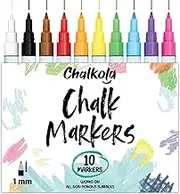 Chalkboard Chalk Markers (10 Pack, 1mm Extra Fine Tip) Neon Colour pens - For Blackboards, Chalkboard, Bistro, Window
