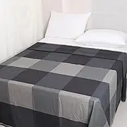 California King Size Flat Sheets Only Ultra Soft Cotton Top Sheets Grey Plaid Printed Bedding Sheets for Home