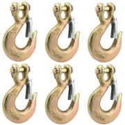 6 Pack 3/8 Inch Safety Hook, G70 Clevis Grab Hook, Clevis Slip Hook with Latc...