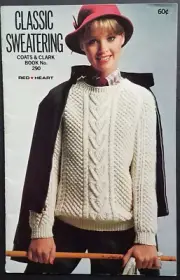 Classic Sweatering Coats & Clark Book #290 1980 Red Heart Knit Crochet Booklet