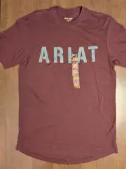 Ariat Work T-Shirt Womens Small Rebar Workman Logo Maroon And Gray