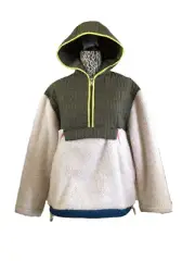 UGG WOMEN IGGY SHERPA HALF ZIP PULL OVER HOODIE NATURAL JACKET SWEATER Size S