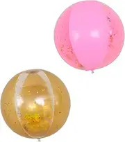 Kisangel Bright Sequin Beach Balls Boys and Girls Inflatable Beach Ball Set for Pool Party 2 Pieces